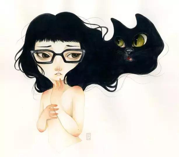 插画魔卡少女樱,插画少女和猫图片