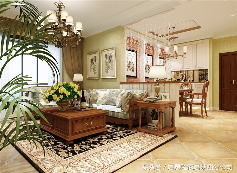 美式田园风格装修效果图厨房,轻松愉悦的田园风