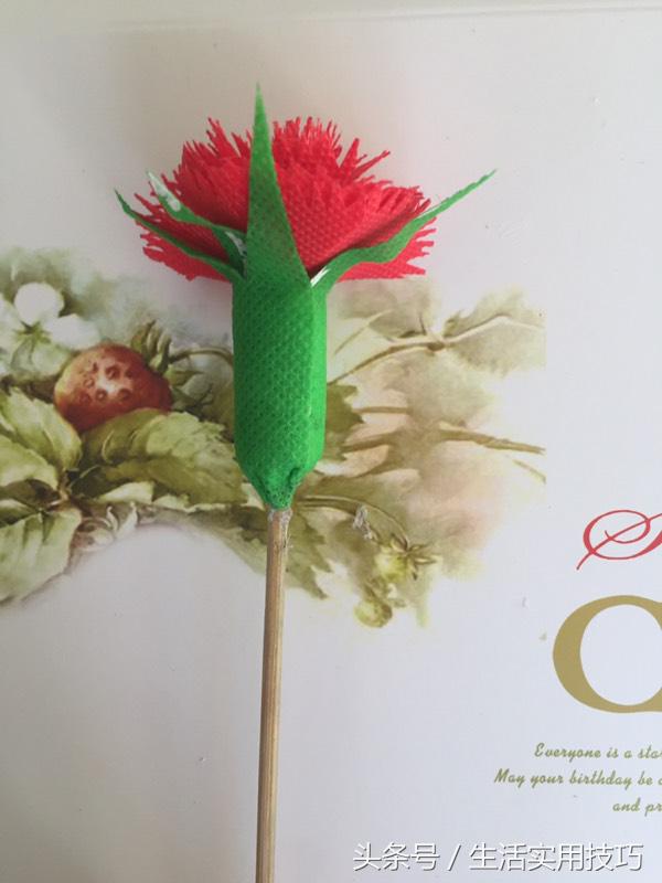 购物袋变废为宝康乃馨,购物袋做鲜花教程