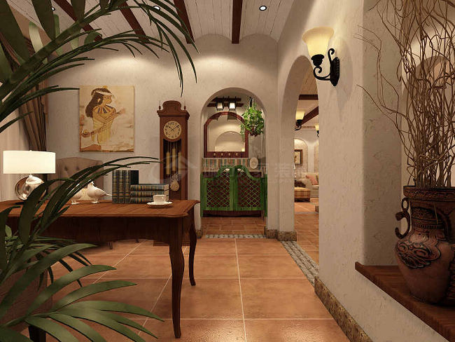 直逼自然的柔和色彩，西安九锦台205㎡北非地中海风格