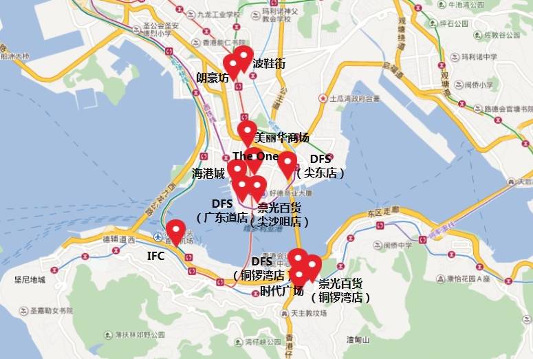 香港购物旅游地图,香港购物地图