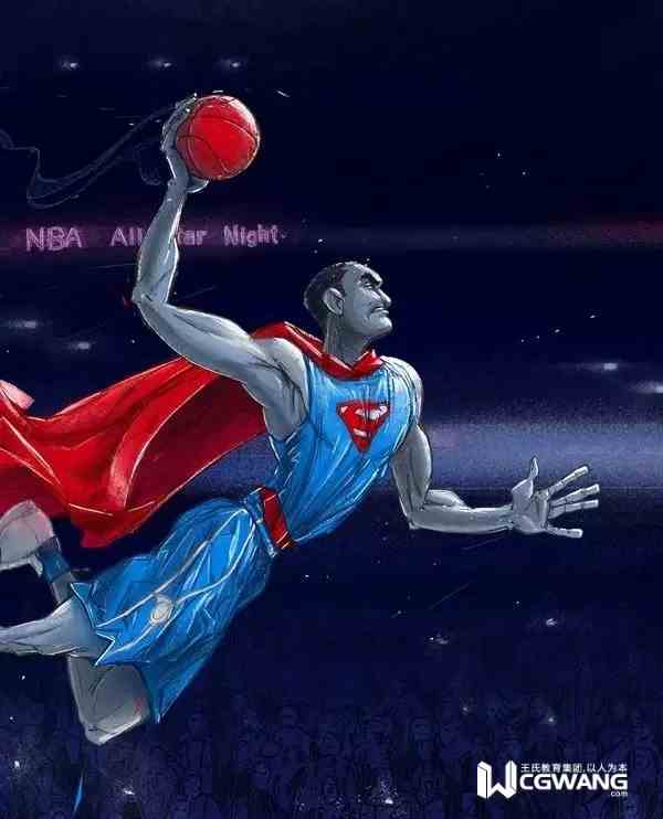 cg插画师王凌,扣篮插画素材高清