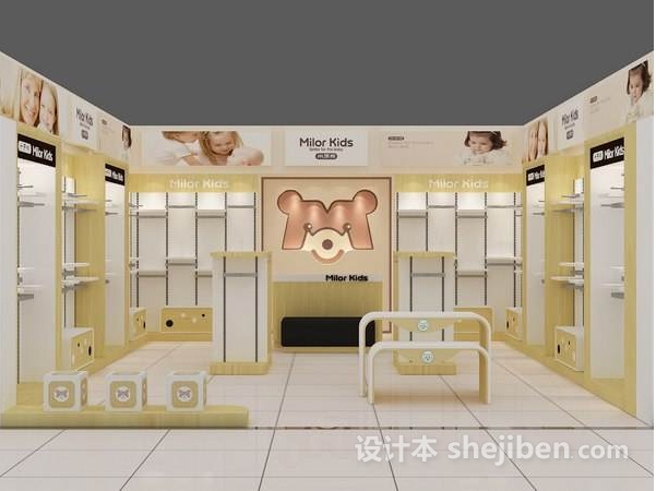 童装陈列展现设计效果图商场,40平童装展厅设计效果图