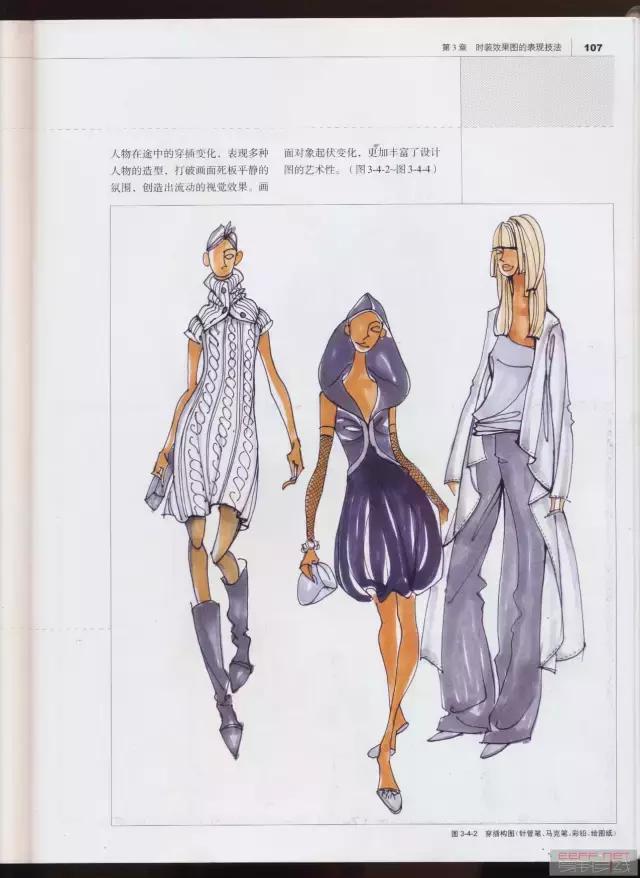 服装插图手绘教程,时装画手绘服装效果图