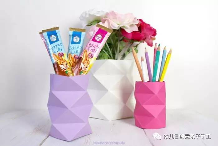 插花瓶的花朵折纸简单幼儿园,儿童手工折纸花瓶大全