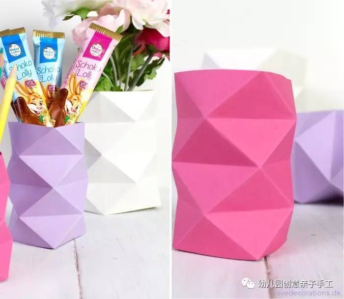 插花瓶的花朵折纸简单幼儿园,儿童手工折纸花瓶大全