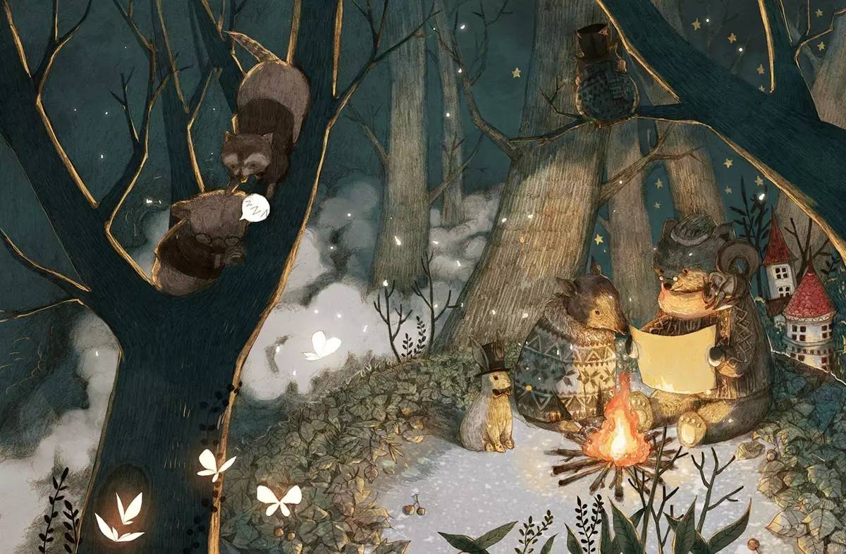 兔子画了一片森林,水彩画一片森林