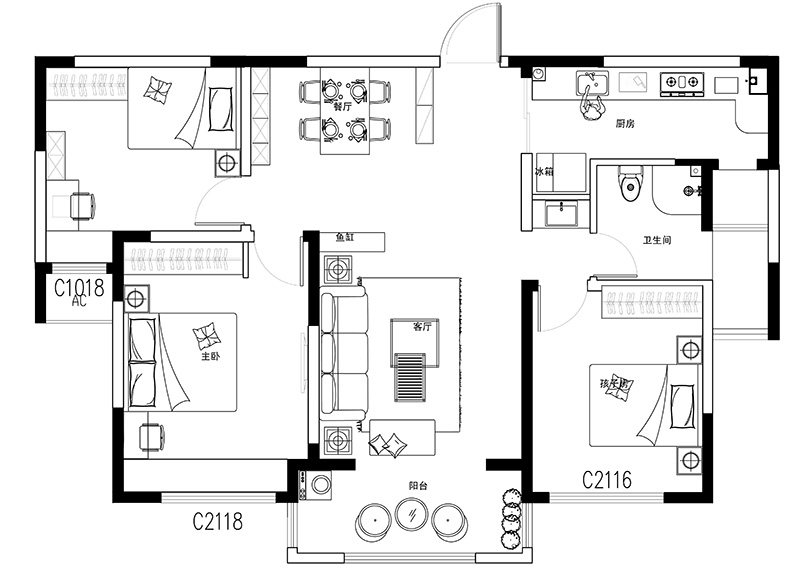 民安北郡两室装修,民安北郡一期装修