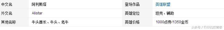 牛头酋长阿利斯塔alistar,英雄联盟牛头故事