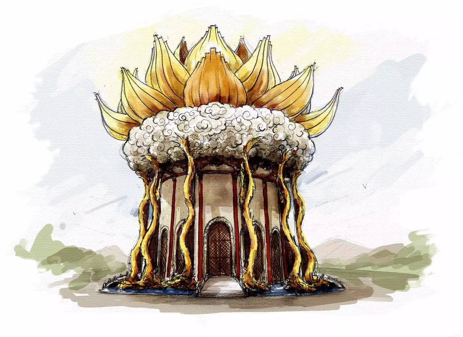 天空下的小雏菊绘画水彩,天空下的绘画作品