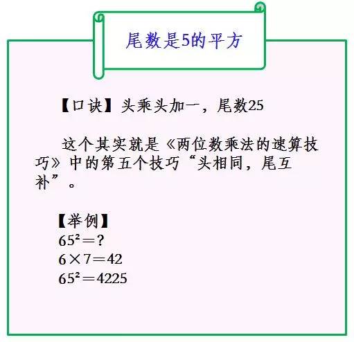 数学平方速算技巧,三年级平方面积公式口诀表