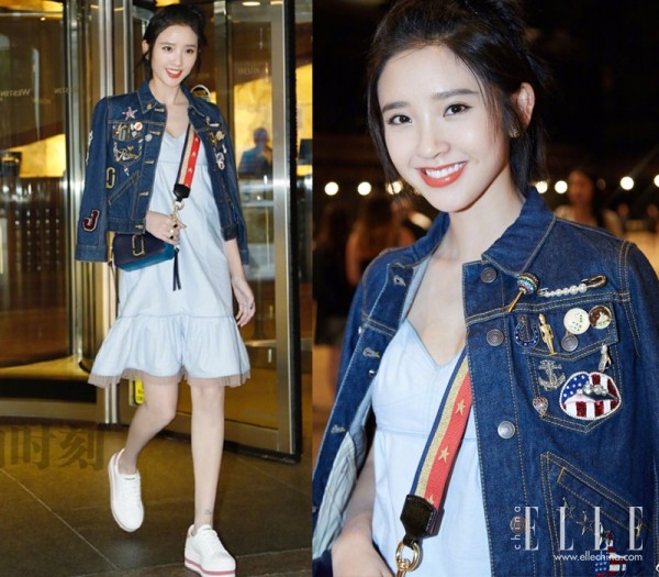 马思纯黑白格子外套,马思纯灯芯绒外套