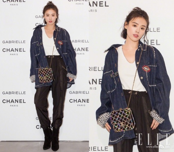 马思纯黑白格子外套,马思纯灯芯绒外套