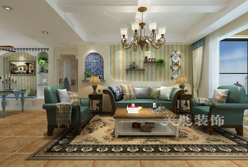 美巢装饰装修效果图，地中海风格清新时尚