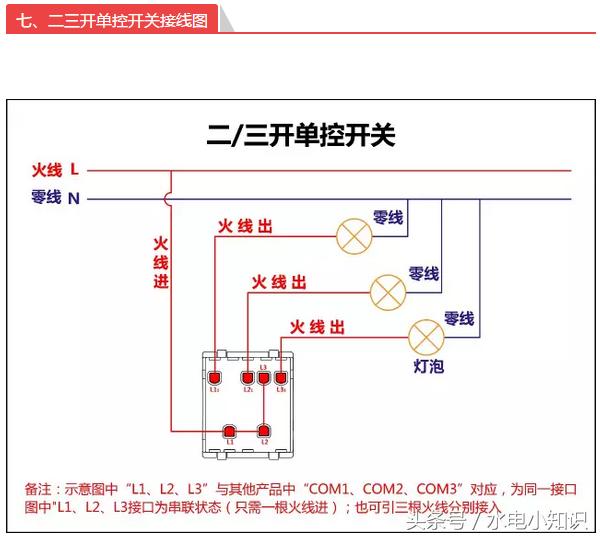 公牛三开双控开关接线图解视频,正泰三开双控三灯怎么接线实物图