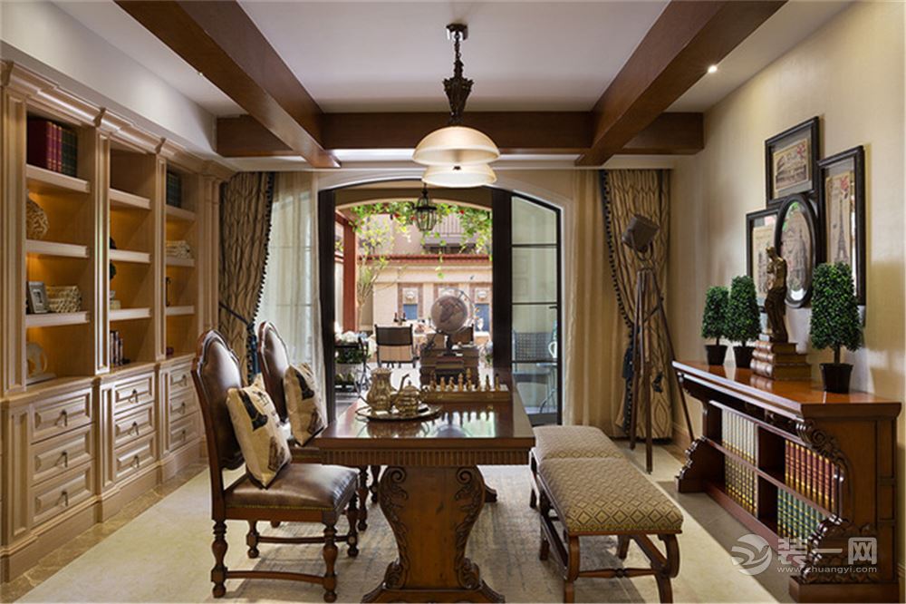 美式临湖别墅效果图,美式别墅外观石材效果图