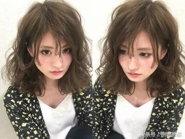 齐肩混乱卷中长发,波浪卷中长发型图片2018