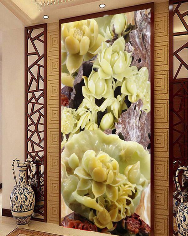 玉雕背景墙,岫岩玉雕背景墙