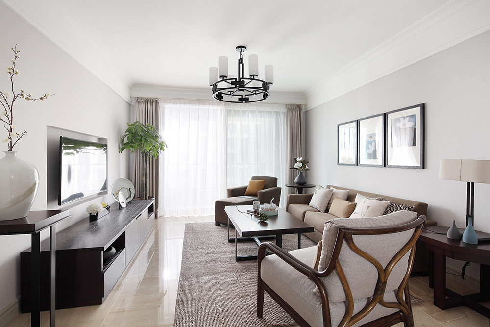 清新淡雅中的禅韵，无锡尚锦城，109平简约中式实景，半包6万