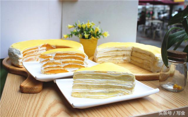 吃七彩千层蛋糕,网红七彩千层蛋糕