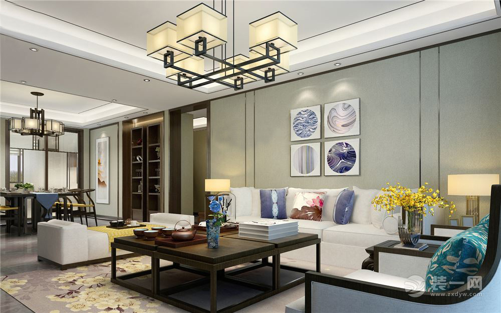 88平米三室一厅装修新中式,山水天成150平超大三居室