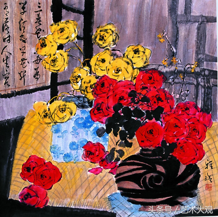 郭怡琮国画花卉作品欣赏图片,梁至淳国画花鸟作品欣赏