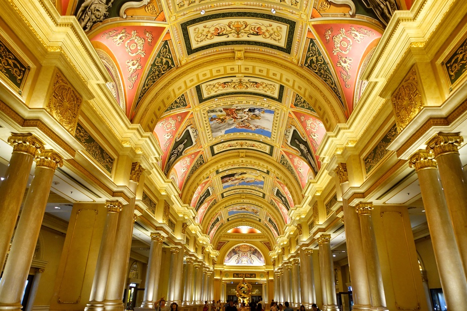 澳门威尼斯金碧辉煌吗,澳门威尼斯人金碧辉煌的大堂长廊