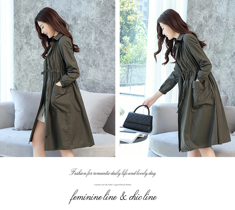 韩版中长款修身春秋风衣女外套,女款风衣外套中长款春秋