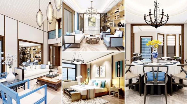 中式清雅别墅设计,别墅新中式八仙桌的装修风格