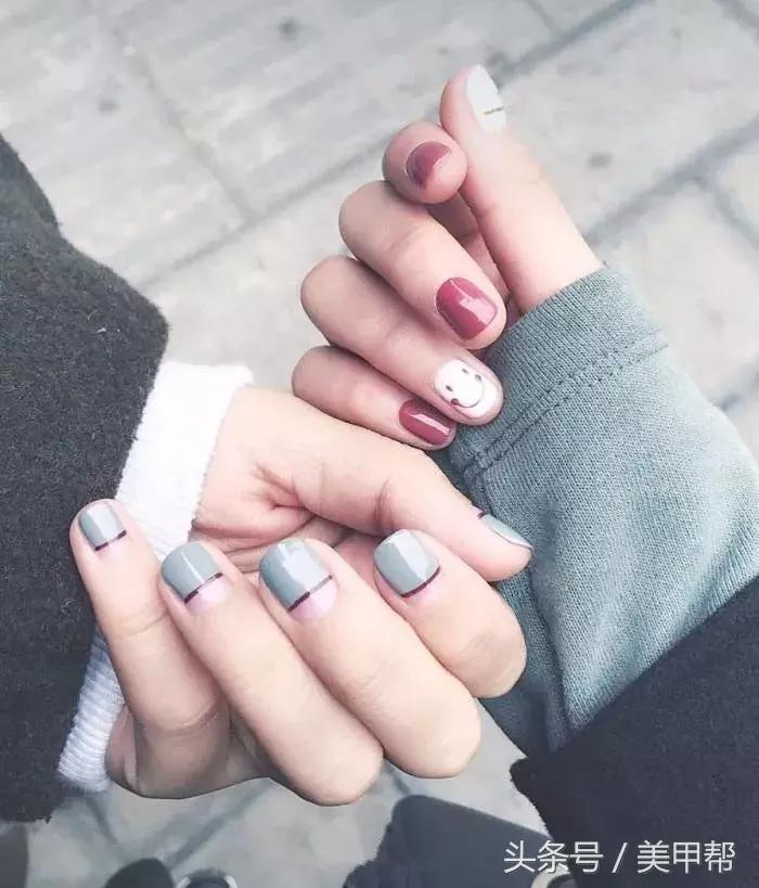 干美甲款式图片大全,蜜糖小姐美甲焦糖玫瑰色款式