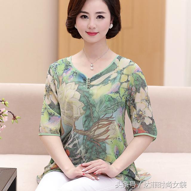 高档桑蚕丝中老年妈妈夏装,t恤高档桑蚕丝中老年妈妈夏装