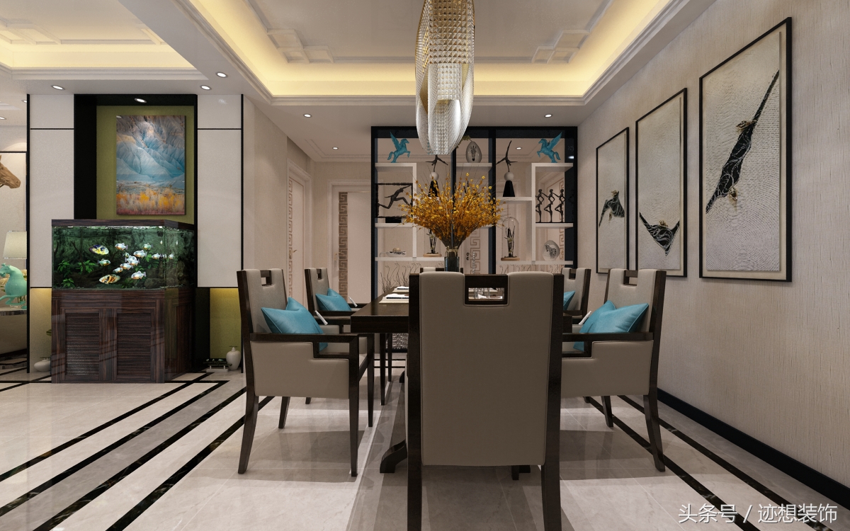 泰和地中海186大平层设计,泰和龙岸新中式装修