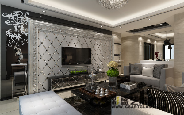 艺术玻璃背景墙怎么样,背景墙用玻璃效果图