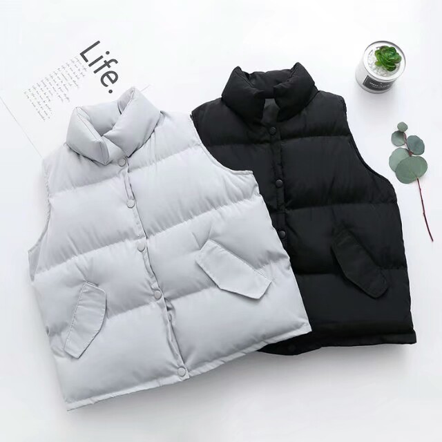 立领大口袋白羽绒马甲,立领双口袋羽绒马甲