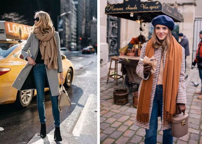 杨幂袁姗姗穿衣搭配图,杨幂羊绒围巾同款