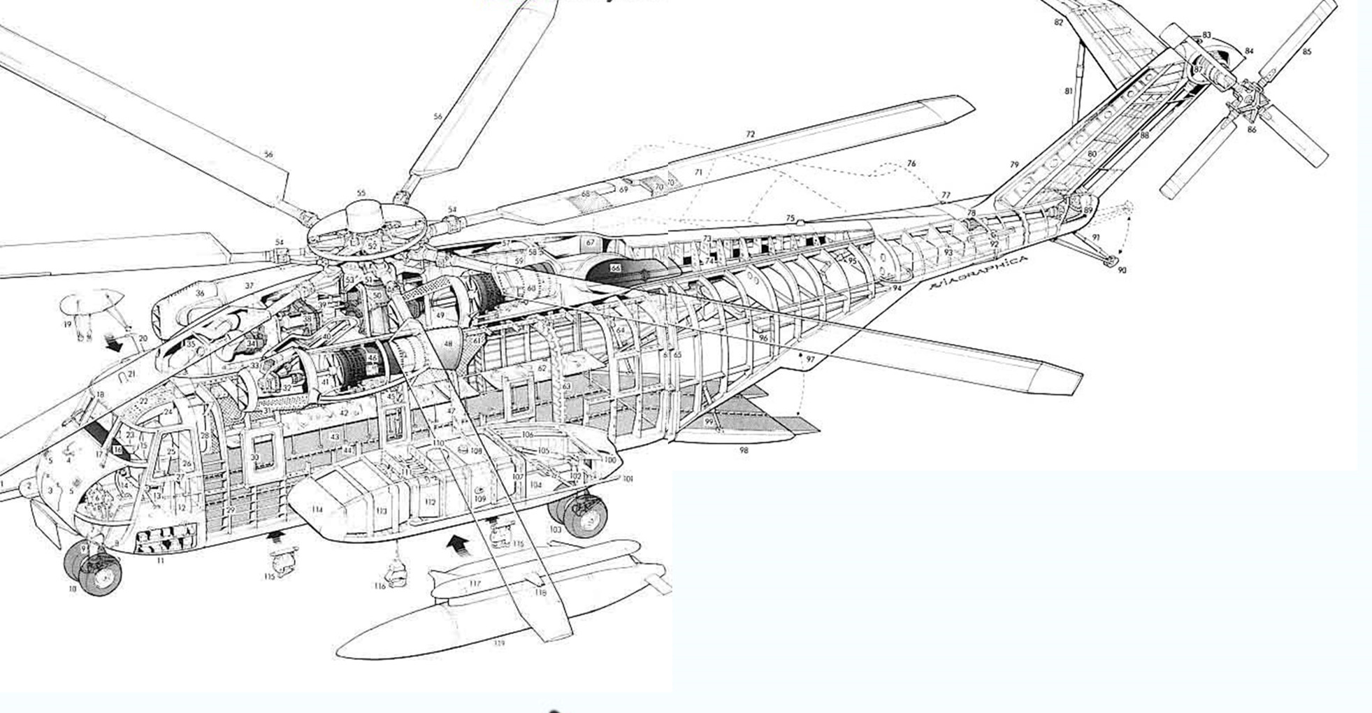 世界第一架实用直升机结构大揭秘,米171直升机设计图