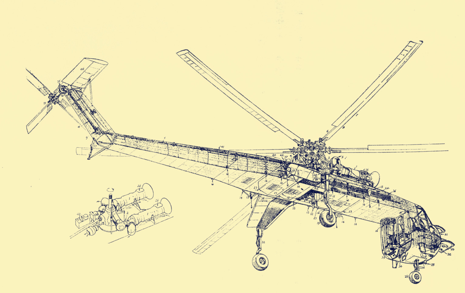 世界第一架实用直升机结构大揭秘,米171直升机设计图