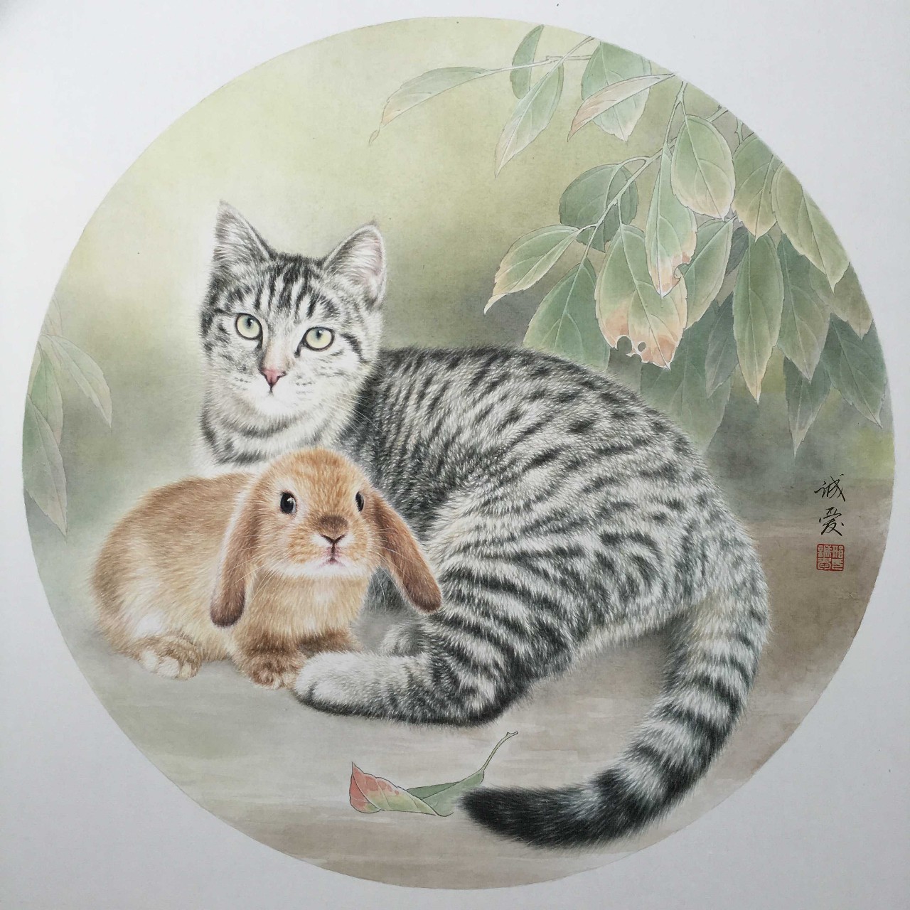 邢诚爱工笔猫扑蝶画法,邢诚爱工笔画猫白描底稿