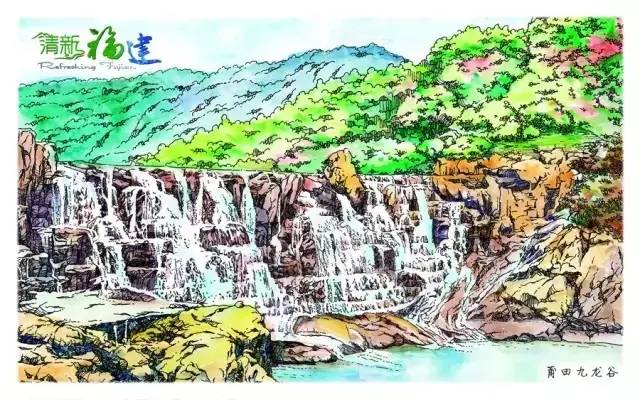 莆田手绘风景旅行图,手绘莆田风景