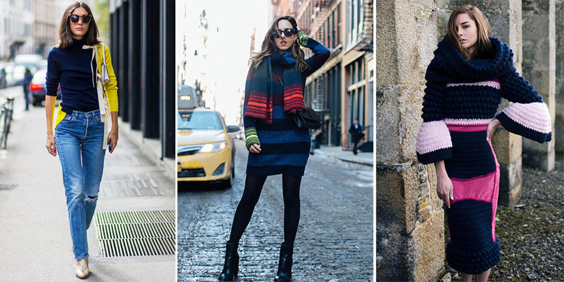 高领针织小黑裙两件怎么搭配,超长修身高领毛衣裙如何搭配