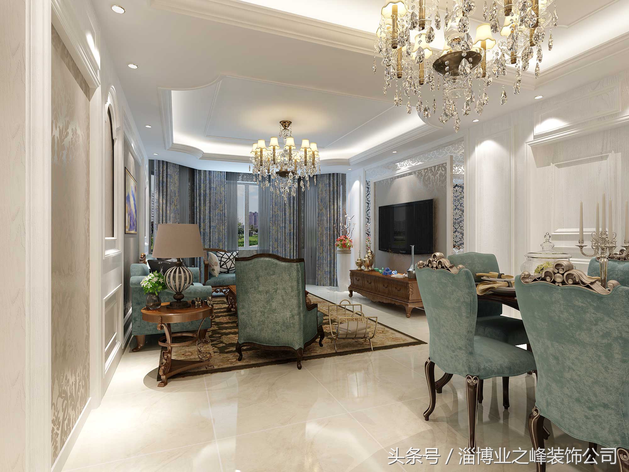 临淄欧式风格装修,临淄棠悦90平装修效果图