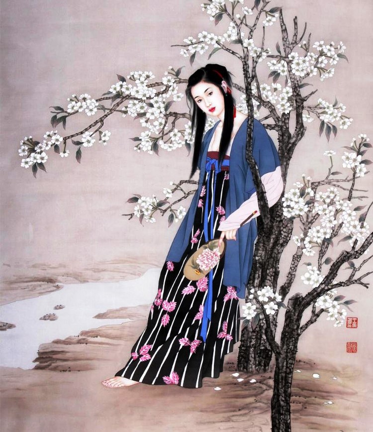 国画名家杨淑涛工笔仕女画欣赏,赵国经工笔仕女画作品欣赏