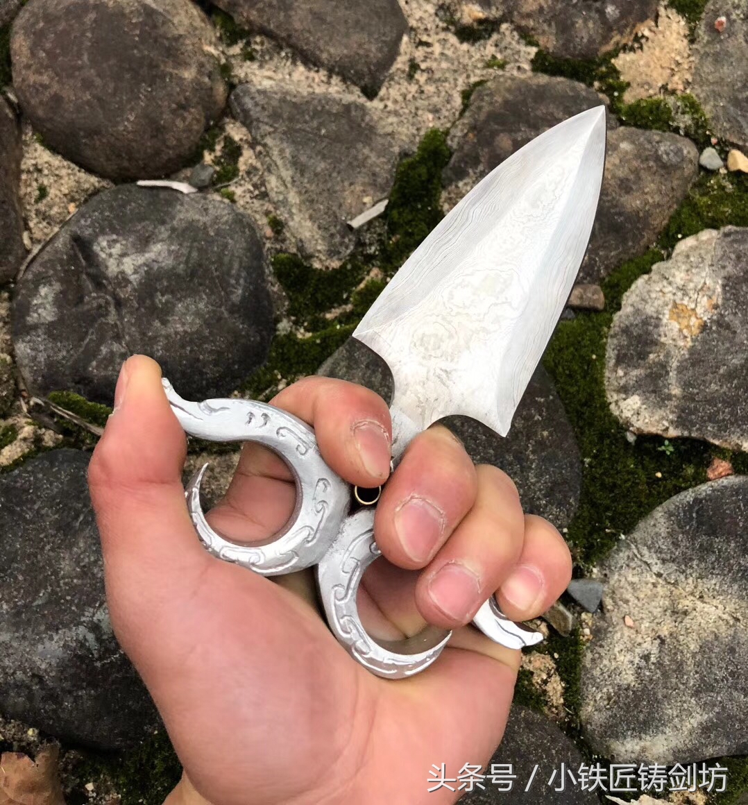 百炼花纹钢刀淬火,百炼云纹钢手刀