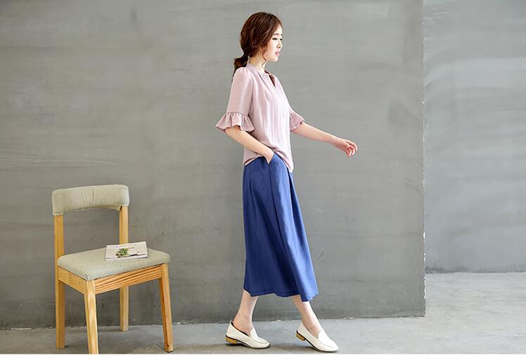 磨毛棉麻花边立领长裙,气质棉麻长裙