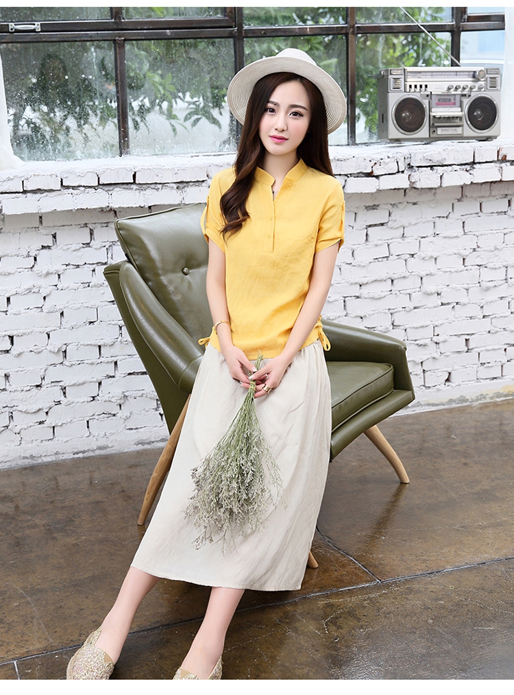 磨毛棉麻花边立领长裙,气质棉麻长裙
