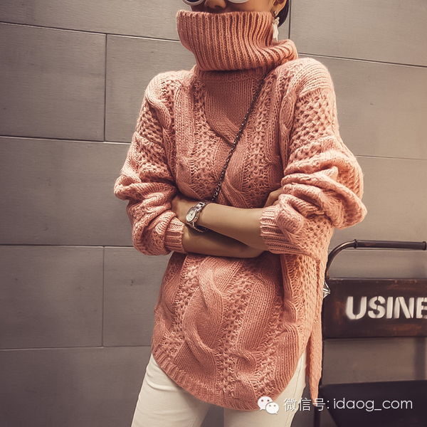 复古风宽松毛衣,复古麻花毛衣中长款羊绒