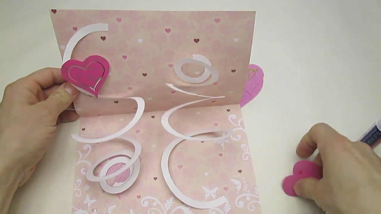 立体折心贺卡,手工制贺卡