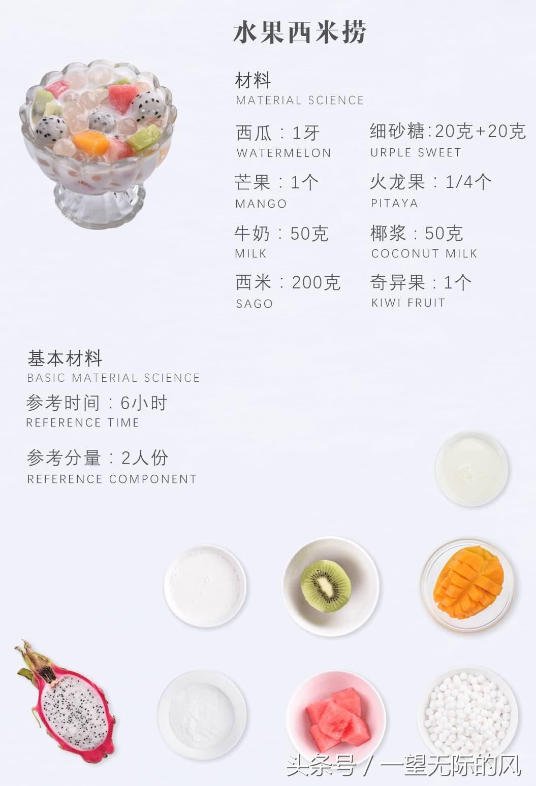 椰浆西米芋圆捞,水果西米捞图解