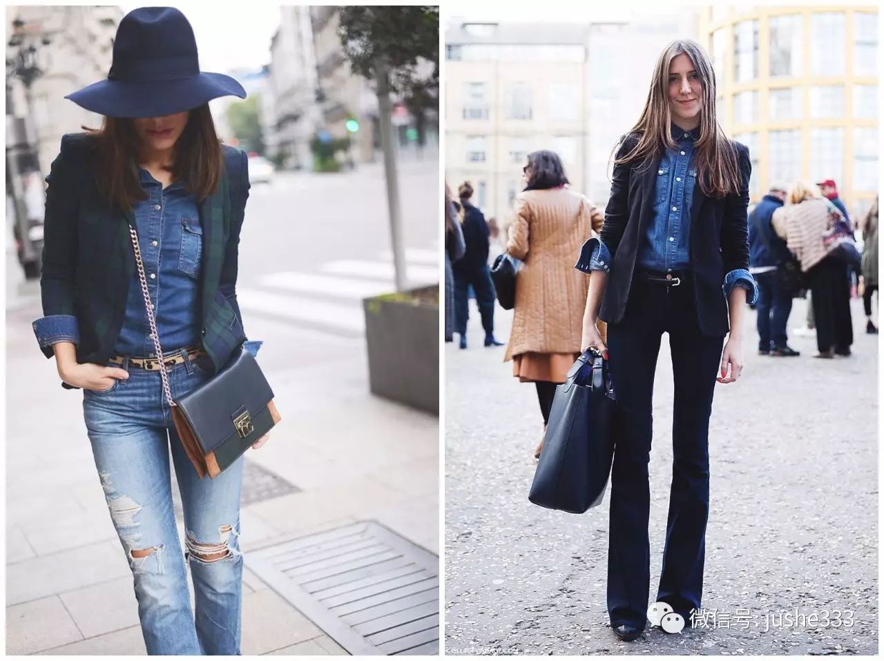 小个子牛仔衬衫的穿法,万能单品白衬衫的n种穿法