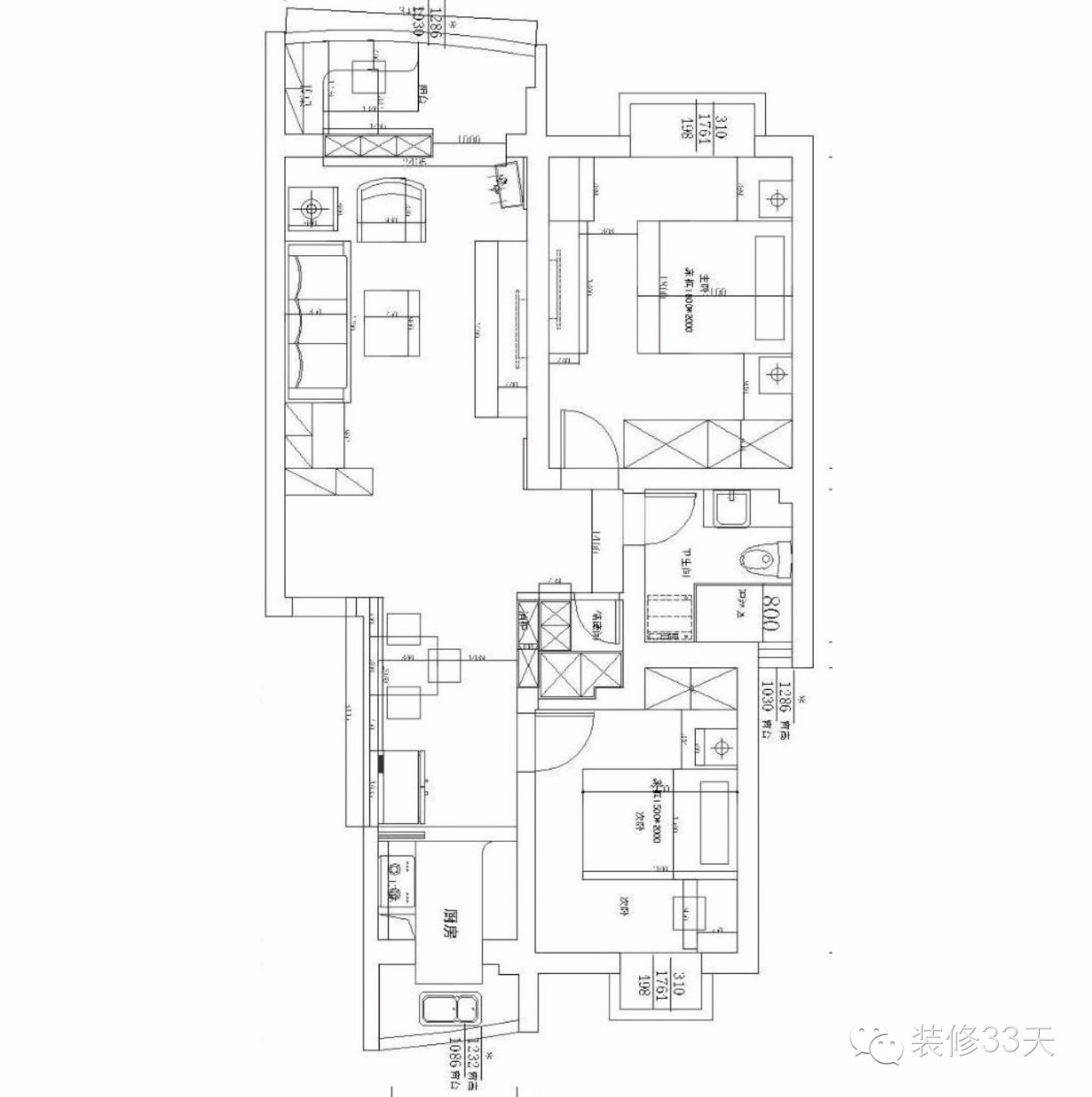 地中海风格装修77平小两房,90平米两室一厅简约地中海风格